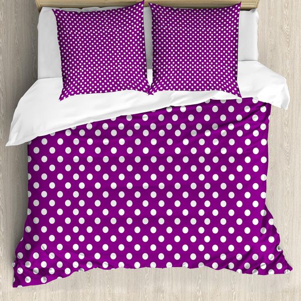 Abakuhaus Copripiumino Viola, Antico Vivid Dots, Antiacaro Adatto A Chi Soffre Di Allergie Con Federe, 200 Cm X 200 Cm - 80 X 80 Cm, Viola Bianco-image