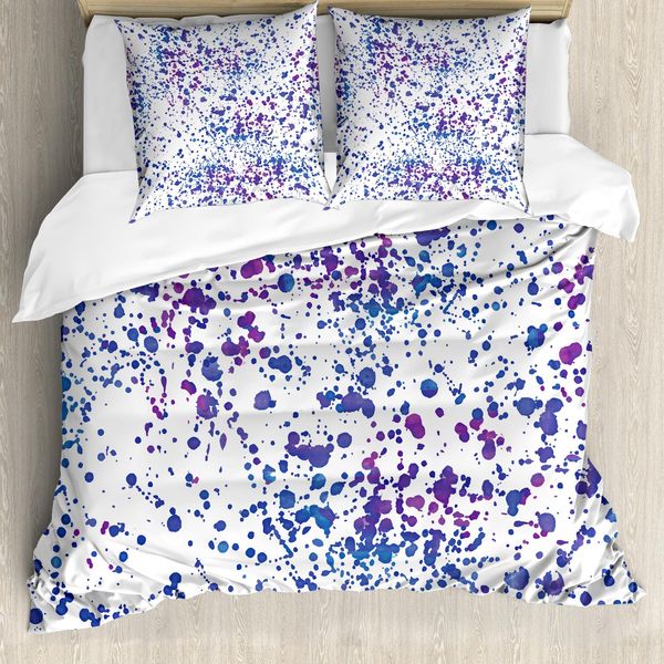 Abakuhaus Copripiumino Astratto, Arte Splatter, Antiacaro, Adatto A Chi Soffre Di Allergie, Con Federe, 155 Cm X 220 Cm - 80 X 80 Cm, Multicolore-image
