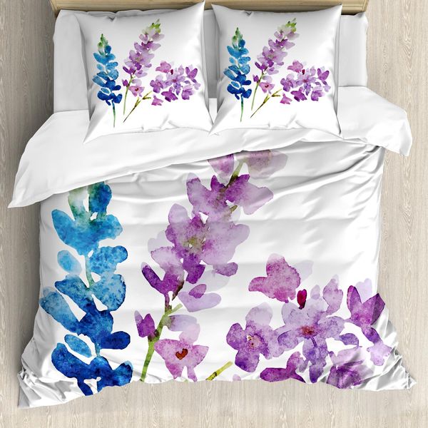 Abakuhaus Copripiumino Con Motivi Floreali, Bouquet Di Fiori Acquerellati, Antiacaro E Anallergico, Con Federe, 155 Cm X 220 Cm - 80 X 80 Cm, Multicolore-image