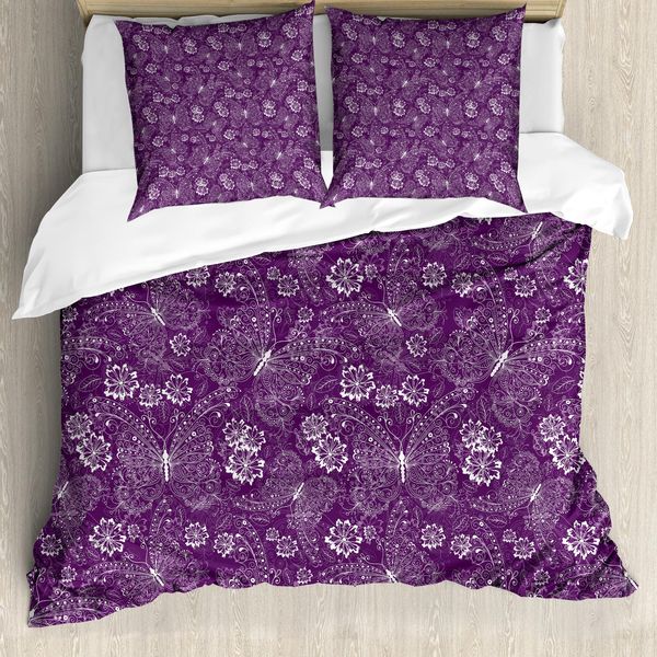 Abakuhaus Copripiumino Pflaume, Stile Vintage Con Motivi Floreali, Antiacaro E Anallergico, Con Federe, 155 Cm X 220 Cm - 80 X 80 Cm, White Plum-image