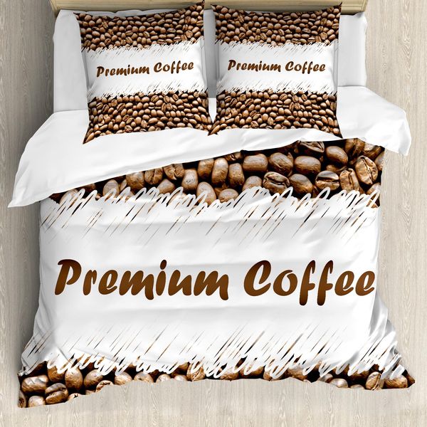 Abakuhaus Copripiumino Coffee, Arabica Premium Fresco, Antiacaro, Adatto A Chi Soffre Di Allergie, Con Federe, 200 Cm X 200 Cm - 80 X 80 Cm, Cocoa White-image