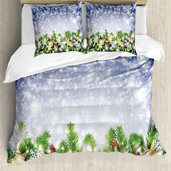 Abakuhaus Copripiumino Natalizio, Fiocchi Di Neve Bokeh, Antiacaro, Adatto A Chi Soffre Di Allergie, Con Federe, 155 Cm X 220 Cm - 80 X 80 Cm, Multicolore-image