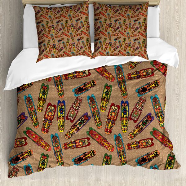 Abakuhaus Copripiumino Africano, Bakongo Totem, Antiacaro, Adatto A Chi Soffre Di Allergie, Con Federe, 155 Cm X 220 Cm - 80 X 80 Cm, Multicolore-image