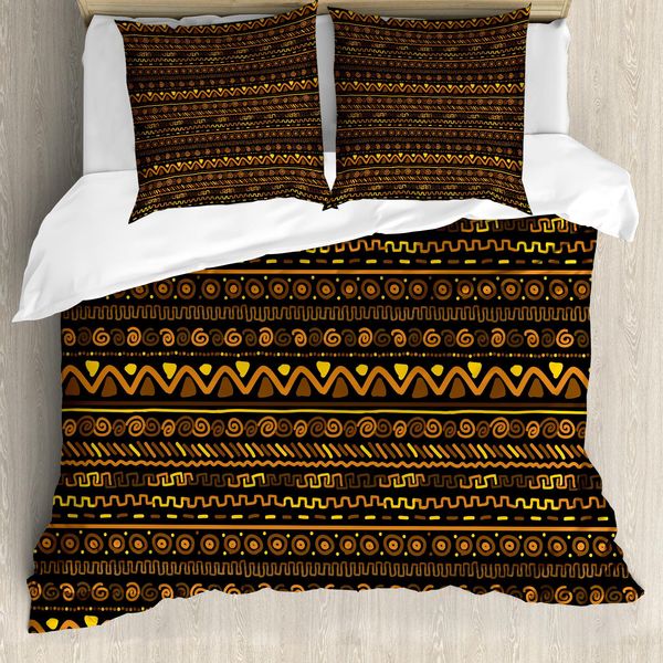 Abakuhaus Copripiumino Africano, Timeless Gekritzel-Kunst, Antiacaro, Adatto A Chi Soffre Di Allergie, Con Federe, 155 Cm X 220 Cm - 80 X 80 Cm, Multicolore-image