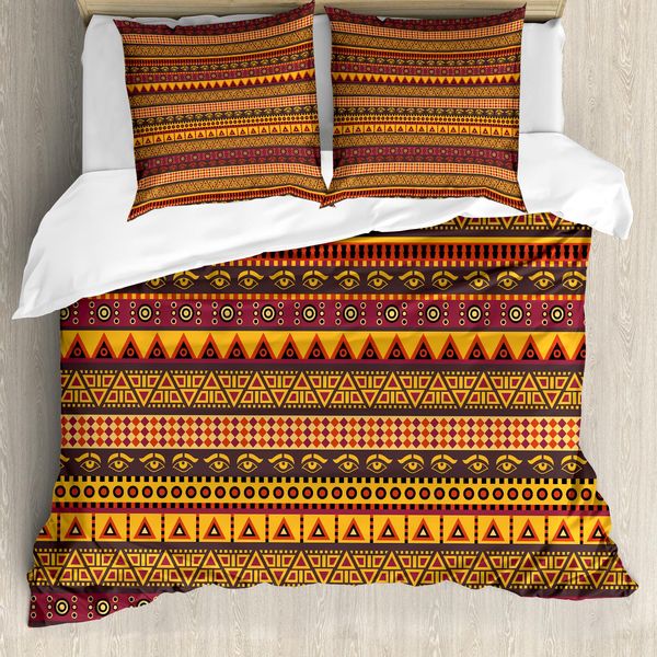 Abakuhaus Copripiumino Africano, Occhi Esotici, Antiacaro, Adatto A Chi Soffre Di Allergie, Con Federe, 200 Cm X 200 Cm - 80 X 80 Cm, Multicolore-image