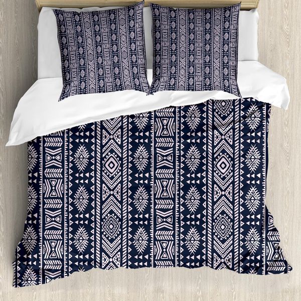Abakuhaus Copripiumino Africano, Bordi Verticali, Antiacaro, Adatto A Chi Soffre Di Allergie, Con Federe, 200 Cm X 200 Cm - 80 X 80 Cm, Blu Cadetto Bianco-image