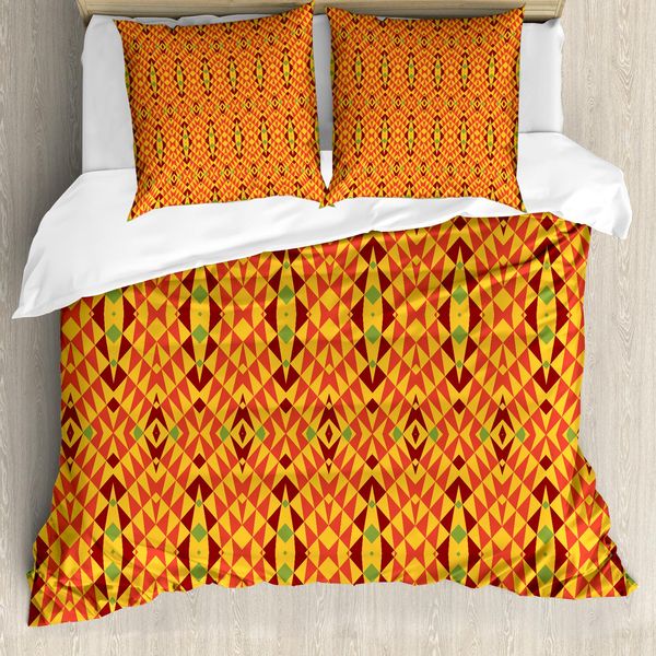 Abakuhaus Copripiumino Africano, Motivi Orientali Antichi, Antiacaro, Adatto A Chi Soffre Di Allergie, Con Federe, 200 Cm X 200 Cm - 80 X 80 Cm, Multicolore-image