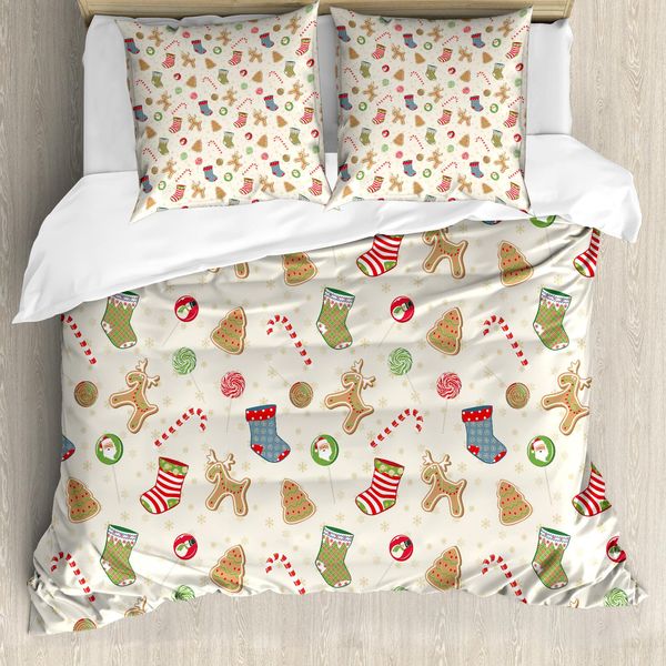 Abakuhaus Copripiumino Natalizio, Dolci Tradizionali, Antiacaro, Adatto A Chi Soffre Di Allergie, Con Federe, 200 Cm X 200 Cm - 80 X 80 Cm, Multicolore-image