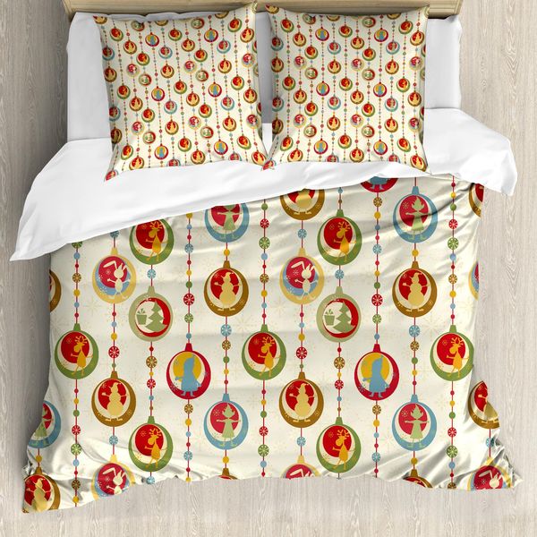 Abakuhaus Copripiumino Natalizio, Ball Deer Sankt-Elf, Antiacaro, Adatto A Chi Soffre Di Allergie, Con Federe, 200 Cm X 200 Cm - 80 X 80 Cm, Multicolore-image