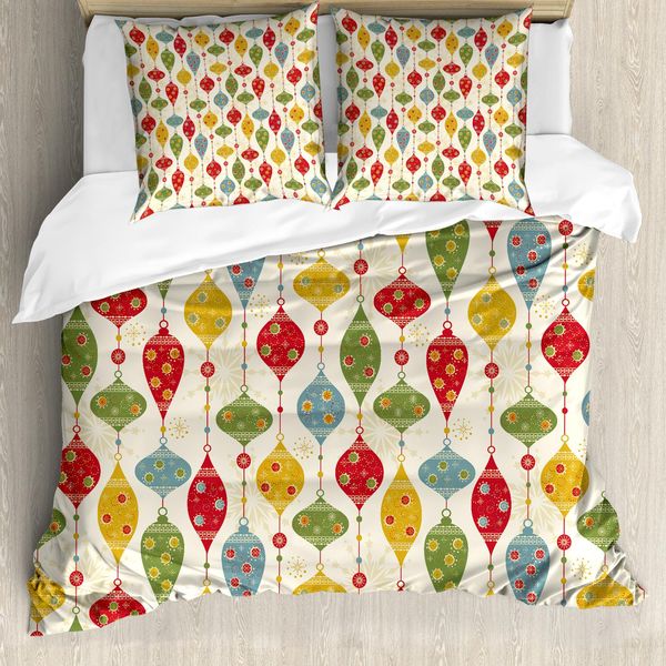 Abakuhaus Copripiumino Natalizio, Tradizionale A Palloncino, Antiacaro, Adatto A Chi Soffre Di Allergie, Con Federe, 155 Cm X 220 Cm - 80 X 80 Cm, Multicolore-image