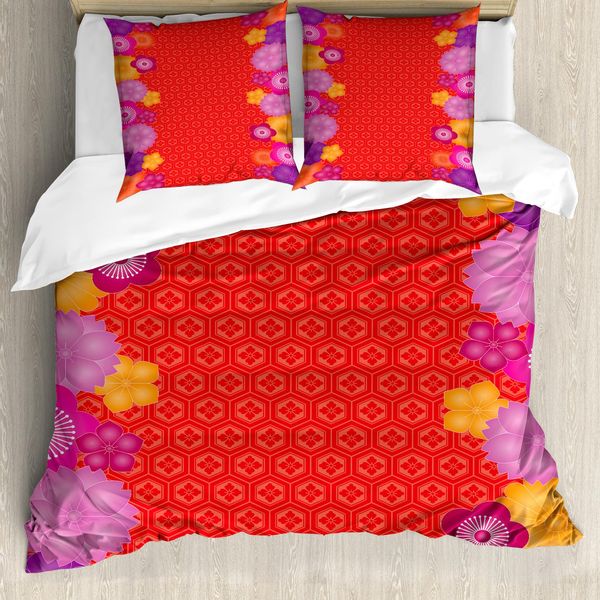 Abakuhaus Rosso Copripiumino, Campanule Promettenti, Antiacaro, Adatto A Chi Soffre Di Allergie, Con Federe, 200 Cm X 200 Cm - 80 X 80 Cm, Multicolore-image