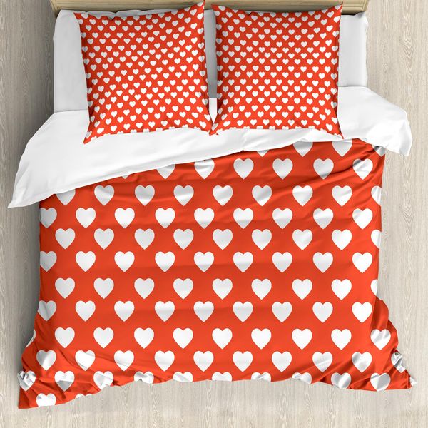 Abakuhaus Copripiumino San Valentino, Bianco Cuore Amore, Antiacaro, Adatto A Chi Soffre Di Allergie, Con Federe, 155 Cm X 220 Cm - 80 X 80 Cm, Bianco Vermiglio-image