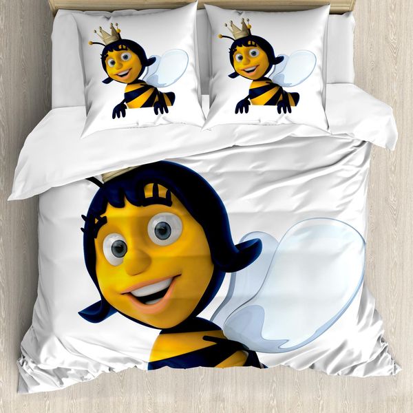 Abakuhaus Copripiumino BienenköNigin, Madre Della Colonia, Antiacaro, Adatto A Chi Soffre Di Allergie, Con Federe, 200 Cm X 200 Cm - 80 X 80 Cm, Terra Giallo Blu Reale-image