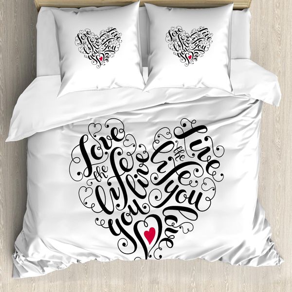 Abakuhaus Copripiumino Love, Forma A Cuore, Antiacaro, Adatto A Chi Soffre Di Allergie, Con Federe, 155 Cm X 220 Cm - 80 X 80 Cm, Corallo Scuro Bianco-image