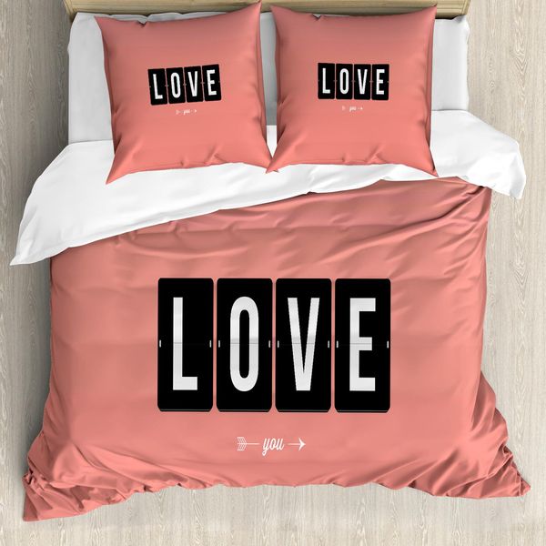 Abakuhaus Set Copripiumino Per Letti Matrimoniali, Design Adoration Clock, Antiacaro E Anallergico, Con Federe, Bianco, Nero, Rosso Corallo-image