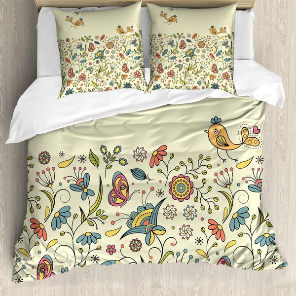Abakuhaus Copripiumino Con Fiori, Primavera In Fiore, Antiacaro, Adatto A Chi Soffre Di Allergie, Con Federe, 200 Cm X 200 Cm - 80 X 80 Cm, Multicolore-image