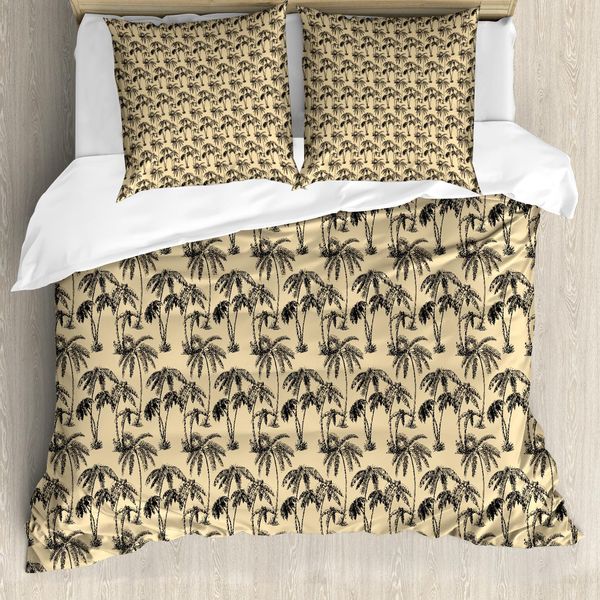 Abakuhaus Copripiumino Baum, Palme Tropicali Hawaii, Antiacaro Adatto A Chi Soffre Di Allergie Con Federe, 155 Cm X 220 Cm - 80 X 80 Cm, Marrone Sabbia Cioccolato-image