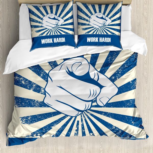 Abakuhaus Copripiumino Motivazionale, Dito Indicatore, Antiacaro, Adatto A Chi Soffre Di Allergie, Con Federe, 200 Cm X 200 Cm - 80 X 80 Cm, Azzurro Scuro Blu Scuro-image