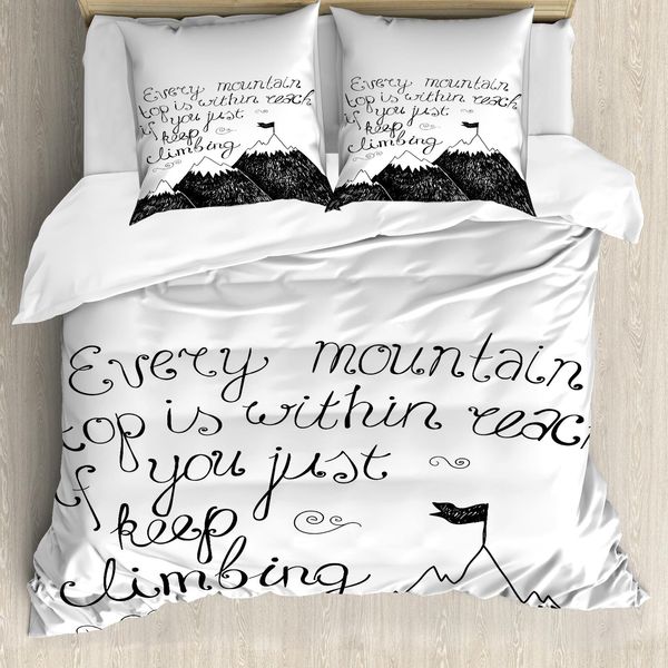 Abakuhaus Copripiumino Motivazionale, Montagne Fugaci, Antiacaro Adatto A Chi Soffre Di Allergie Con Federe, 200 Cm X 200 Cm - 80 X 80 Cm, Bianco E Nero-image