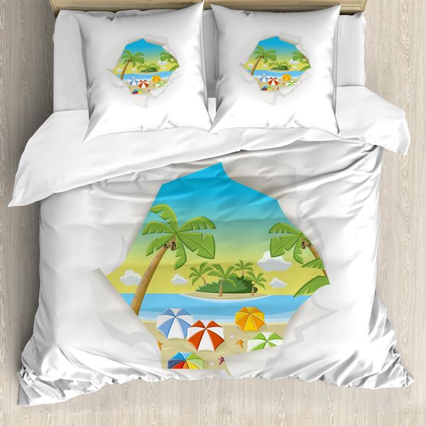 Abakuhaus Copripiumino Da Spiaggia, Tropical Element Ocean, Antiacaro, Adatto A Chi Soffre Di Allergie, Con Federe, 155 Cm X 220 Cm - 80 X 80 Cm, Multicolore-image