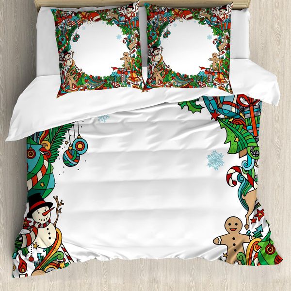 Abakuhaus Set Copripiumino Natalizio Per Letti Matrimoniali, Decorazioni Invernali, Antiacaro, Adatto A Chi Soffre Di Allergie, Con Federe, Multicolore-image