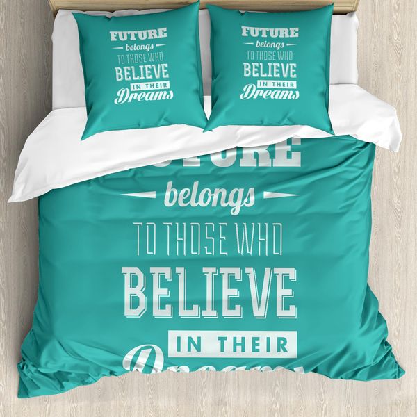 Abakuhaus Copripiumino Motivazionale, Consigli Hipster, Antiacaro, Adatto A Chi Soffre Di Allergie, Con Federe, 155 Cm X 220 Cm - 80 X 80 Cm, Verde Acqua Bianco-image