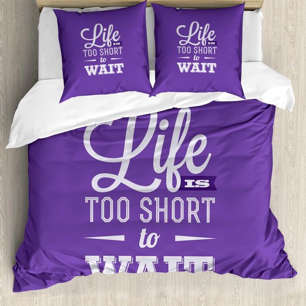 Abakuhaus Copripiumino Motivazionale, Stile Carpe Diem, Antiacaro, Adatto A Chi Soffre Di Allergie, Con Federe, 200 Cm X 200 Cm - 80 X 80 Cm, Viola Bianco-image