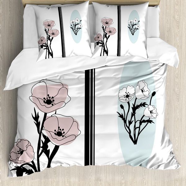 Abakuhaus Copripiumino Mohn, Rose Pastello, Antiacaro, Adatto A Chi Soffre Di Allergie, Con Federe, 155 Cm X 220 Cm - 80 X 80 Cm, Rosa Essiccata Pale Blue-image