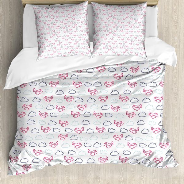 Abakuhaus Copripiumino Aerei, Rosa Airships, Antiacaro, Adatto A Chi Soffre Di Allergie, Con Federe, 155 Cm X 220 Cm - 80 X 80 Cm, Azzurro Blu Navy-image