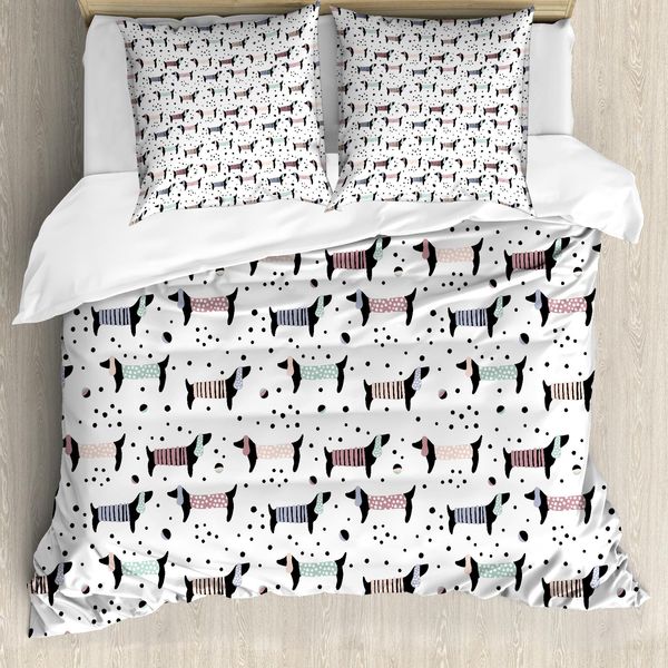 Abakuhaus Copripiumino Per Amanti Dei Cani, Cuccioli Di Bassotto, Antiacaro, Adatto A Chi Soffre Di Allergie, Con Federe, 200 Cm X 200 Cm - 80 X 80 Cm, Multicolore-image