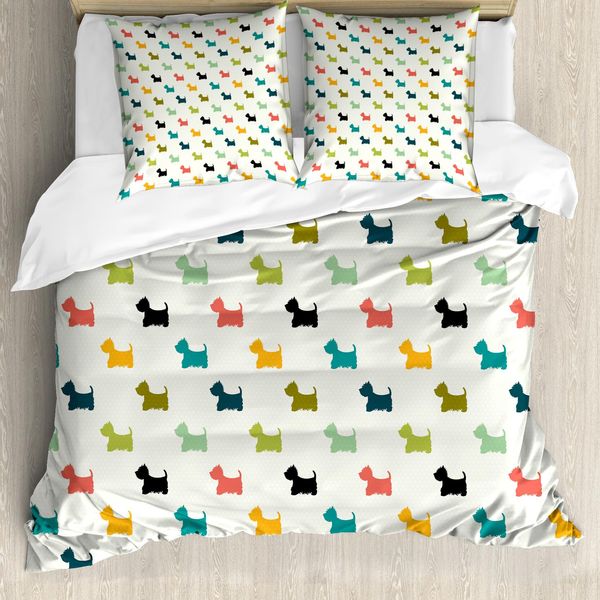 Abakuhaus Copripiumino Per Amanti Dei Cani, Scottish Terrier, Antiacaro, Adatto A Chi Soffre Di Allergie, Con Federe, 200 Cm X 200 Cm - 80 X 80 Cm, Multicolore-image