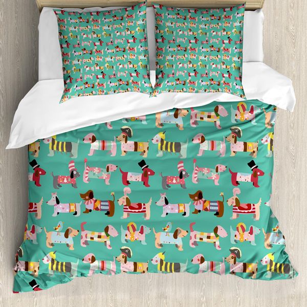 Abakuhaus Copripiumino Per Amanti Dei Cani, Vestito Sintetico, Antiacaro, Adatto A Chi Soffre Di Allergie, Con Federe, 200 Cm X 200 Cm - 80 X 80 Cm, Multicolore-image