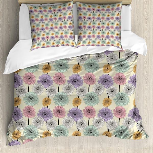 Abakuhaus Copripiumino Colorato, Piante Di Crisantemo, Antiacaro, Adatto A Chi Soffre Di Allergie, Con Federe, 200 Cm X 200 Cm - 80 X 80 Cm, Multicolore-image