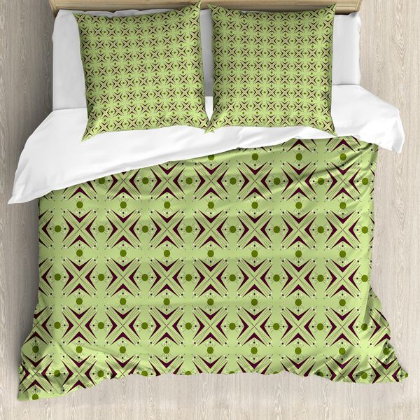 Abakuhaus Centraverso Del Secolo Copripiumino, Atomic Boomerang, Antiacaro, Adatto A Chi Soffre Di Allergie, Con Federe, 200 Cm X 200 Cm - 80 X 80 Cm, Verde Mela Indaco-image