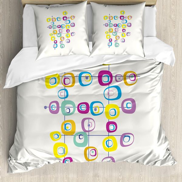 Abakuhaus Copripiumino Mid-Century, Stile Fresco E Stravagante, Antiacaro, Adatto A Chi Soffre Di Allergie, Con Federe, 155 Cm X 220 Cm - 80 X 80 Cm, Multicolore-image