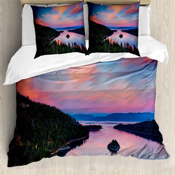 Abakuhaus Lake Tahoe Copripiumino, California Foto, Antiacaro Adatto A Chi Soffre Di Allergie Con Federe, 200 Cm X 200 Cm - 80 X 80 Cm, Multicolore-image