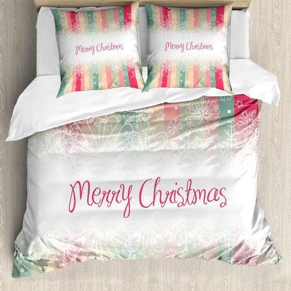 Abakuhaus Copripiumino Capodanno, Strisce Colorate Natale, Antiacaro, Adatto A Chi Soffre Di Allergie, Con Federe, 155 Cm X 220 Cm - 80 X 80 Cm, Multicolore-image
