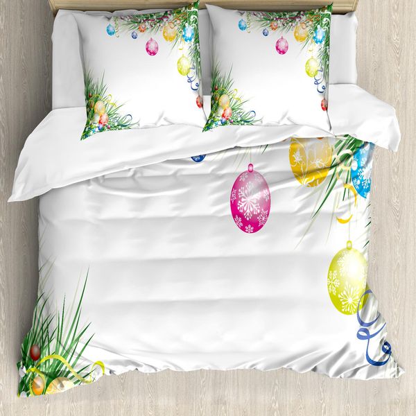 Abakuhaus Copripiumino Capodanno, Tema Palline Colorate, Antiacaro, Adatto A Chi Soffre Di Allergie, Con Federe, 155 Cm X 220 Cm - 80 X 80 Cm, Multicolore-image