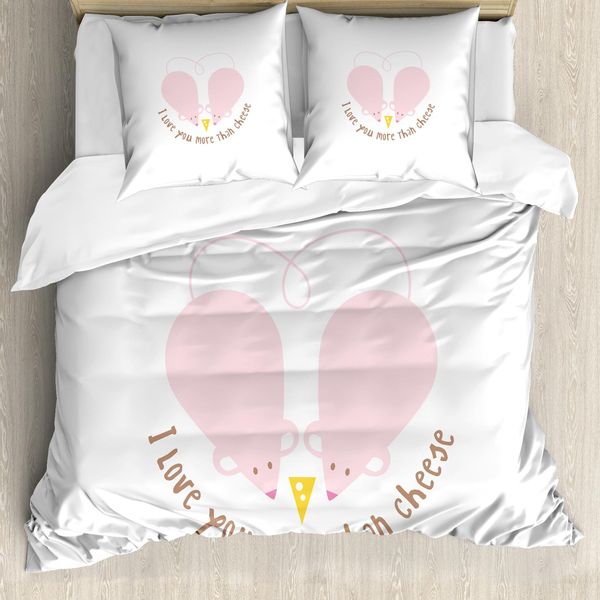 Abakuhaus Ti Amo Di Più Copripiumino, Rosa Ratten KäSe, Antiacaro Adatto A Chi Soffre Di Allergie Con Federe, 155 Cm X 220 Cm - 80 X 80 Cm, Rosa Pallido Cacao Giallo-image