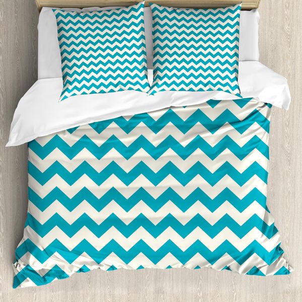 Abakuhaus Copripiumino Seafoam, Linee Astratte A Zig Zag, Antiacaro, Adatto A Chi Soffre Di Allergie, Con Federe, 155 Cm X 220 Cm - 80 X 80 Cm, Beige Seafoam-image