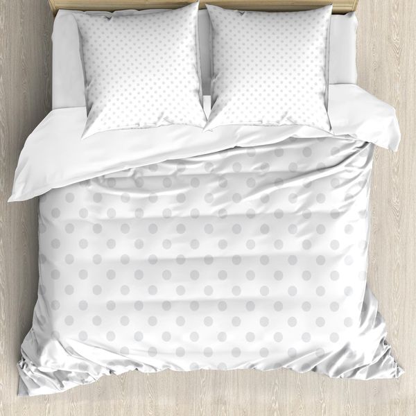 Abakuhaus Set Copripiumino A Pois Per Letti Matrimoniali, Stile Astratto Pastello, Antiacaro, Adatto A Chi Soffre Di Allergie, Con Federe, Grigio Chiaro E Bianco-image