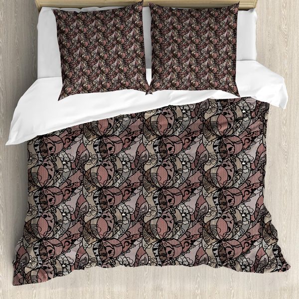 Abakuhaus Copripiumino Vittoriano, Motivo Pizzo Nero, Antiacaro, Adatto A Chi Soffre Di Allergie, Con Federe, 155 Cm X 220 Cm - 80 X 80 Cm, Multicolore-image