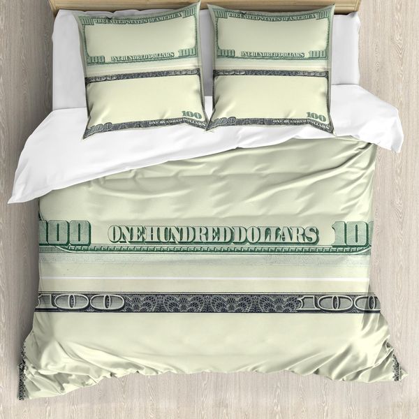 Abakuhaus Copripiumino, Motivo Con Cornici Di Banconote Da Un Dollaro, Antiacaro, Adatto A Chi Soffre Di Allergie, Con Federe, 155 Cm X 220 Cm - 80 X 80 Cm, Verde Chiaro Grigio-image
