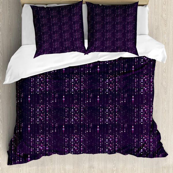 Abakuhaus Copripiumino Astratto, Pois Viola, Antiacaro, Adatto A Chi Soffre Di Allergie, Con Federe, 155 Cm X 220 Cm - 80 X 80 Cm, Viola Scuro Fucsia-image