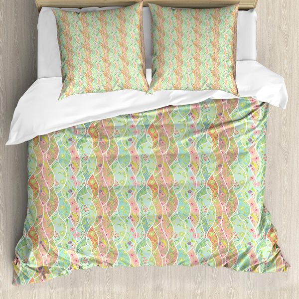 Abakuhaus Copripiumino Colorato, Foglia Fresca, Antiacaro, Adatto A Chi Soffre Di Allergie, Con Federe, 200 Cm X 200 Cm - 80 X 80 Cm, Multicolore-image