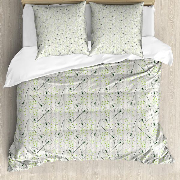 Abakuhaus Copripiumino LöWenzahn, Motivo Floreale Blowball, Antiacaro, Adatto A Chi Soffre Di Allergie, Con Federe, 200 Cm X 200 Cm - 80 X 80 Cm, Verde Mela Smeraldo-image