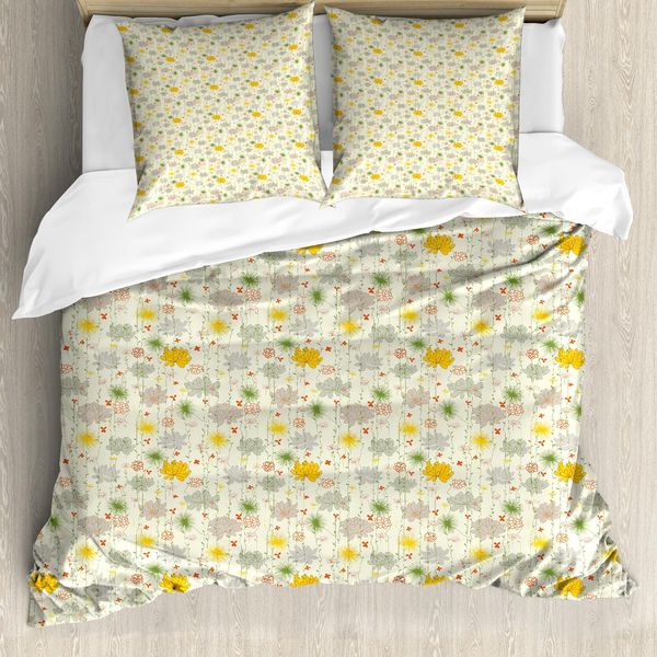 Copripiumino Abakuhaus Retro, Petali Di Fiori Vintage, Antiacaro, Adatto A Chi Soffre Di Allergie, Con Federe, 155 Cm X 220 Cm - 80 X 80 Cm, Multicolore-image