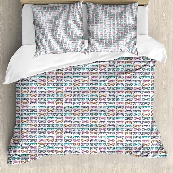 Abakuhaus Copripiumino Colorato, Occhiali Retrò Anni Ottanta, Antiacaro, Adatto A Chi Soffre Di Allergie, Con Federe, 155 Cm X 220 Cm - 80 X 80 Cm, Multicolore-image