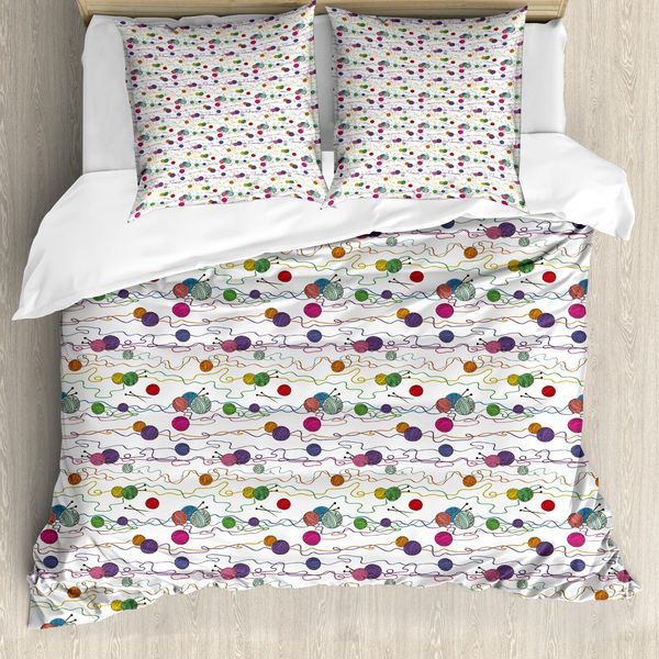 Abakuhaus Copripiumino Colorato, Palline A Tema Hobby, Antiacaro, Adatto A Chi Soffre Di Allergie, Con Federe, 155 Cm X 220 Cm - 80 X 80 Cm, Multicolore-image