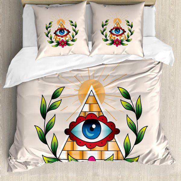 Abakuhaus Copripiumino Auge, Esoteric Colorato, Antiacaro Adatto A Chi Soffre Di Allergie Con Federe, 155 Cm X 220 Cm - 80 X 80 Cm, Multicolore-image